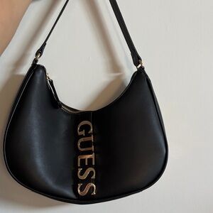 GUESS Black and Gold Shoulder Bag